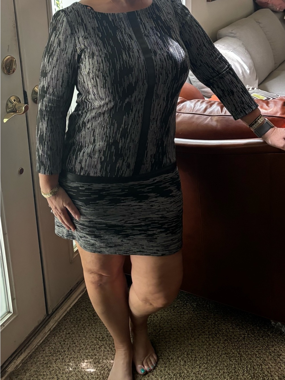 Maggy London Black and White Patterned Dress